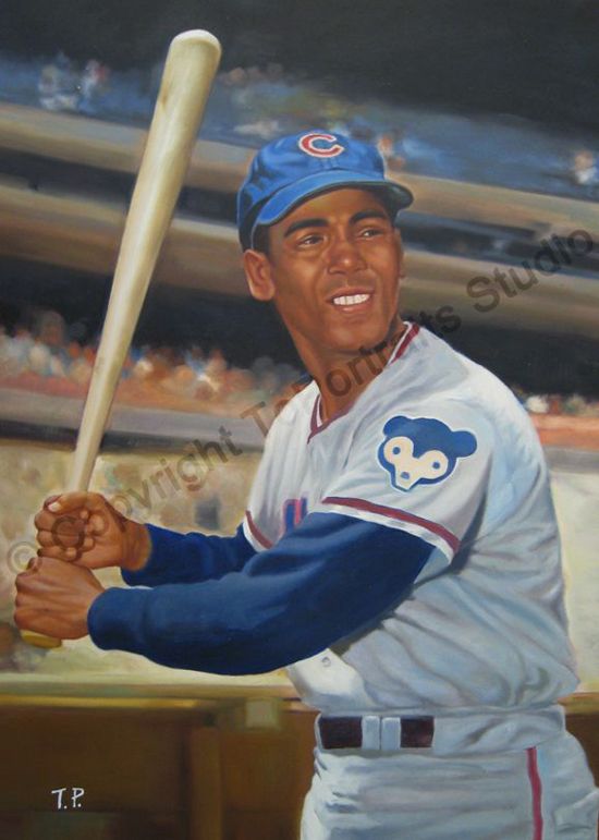 550x771 Ernie Banks, Chicago Cubs - Mlb Painting