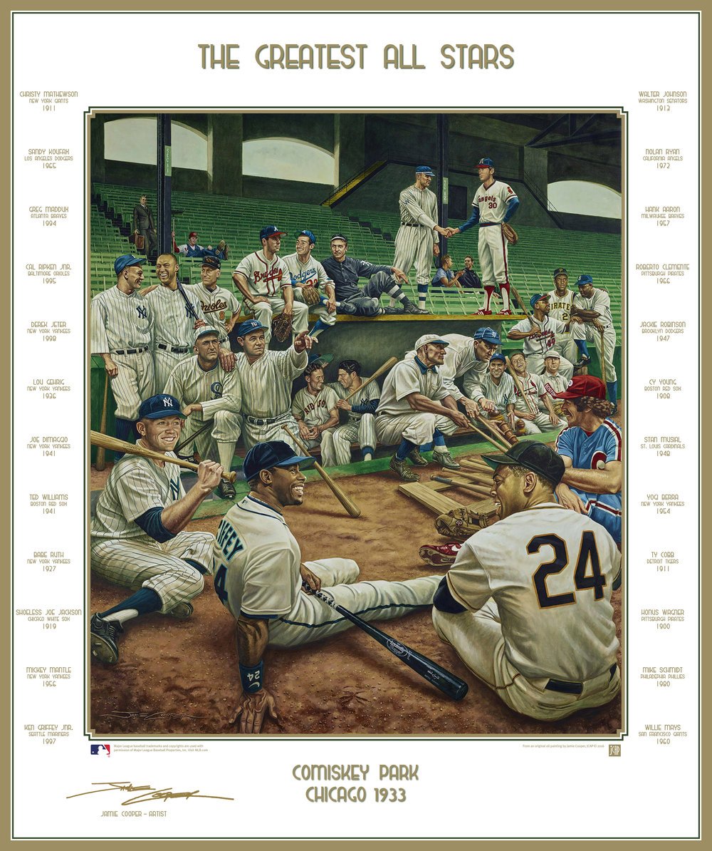 1000x1194 Mlb Greatest All Stars Exclusive Dream Scene Lithograph Artwork - Mlb Painting