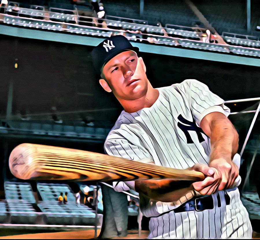 900x831 Mickey Mantle Painting Painting By Florian Rodarte - Mlb Painting