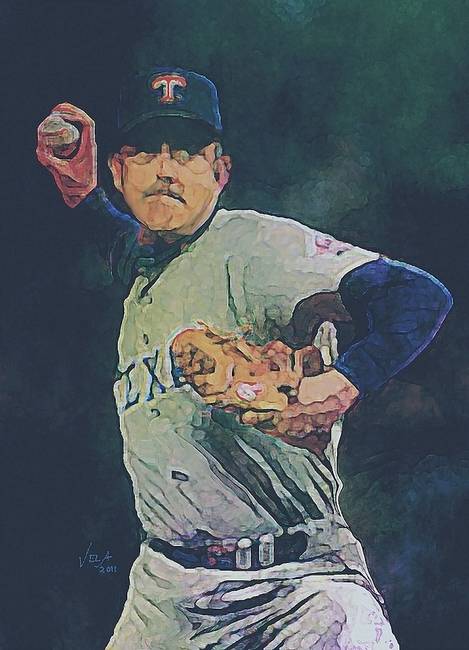 469x650 Nolan Ryan, Texas Rangers, Mlb Art By E. L. Vela By Edward Vela - Mlb Painting