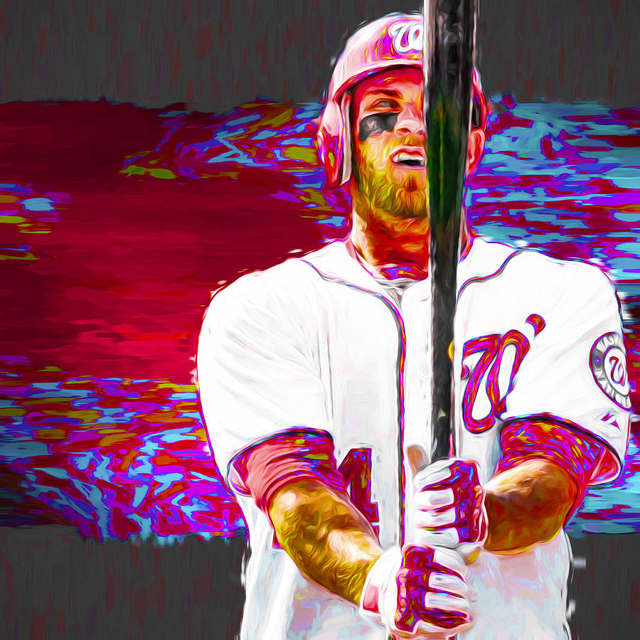 900x900 Bryce Harper Washington Nationals Mlb Baseball Painting Digital - Mlb Painting