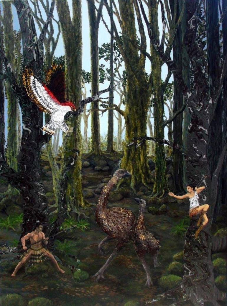 770x1036 Saatchi Art Moa Hunters Painting By Susannah Law - Moa Painting