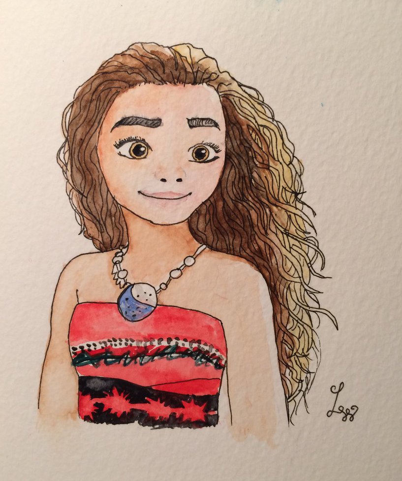 817x977 Moana Watercolor Painting By Lesadesigns - Moana Painting