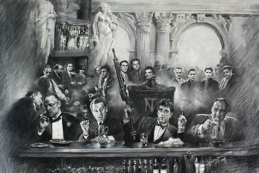 900x600 Make Way For The Bad Guys Drawing By Ylli Haruni - Mobster Painting