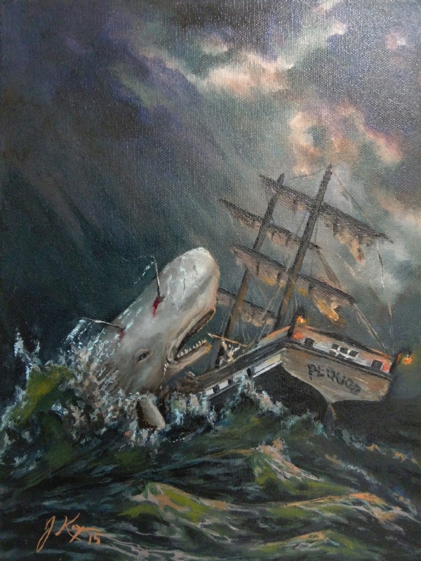 600x800 Moby Dick Oil Painting, In David K's Other Great Pieces Comic Art - Moby Dick Painting