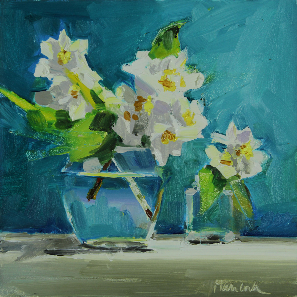 1000x1000 Gretchen Hancock's Paintings Mock Orange On Blue - Mock Painting