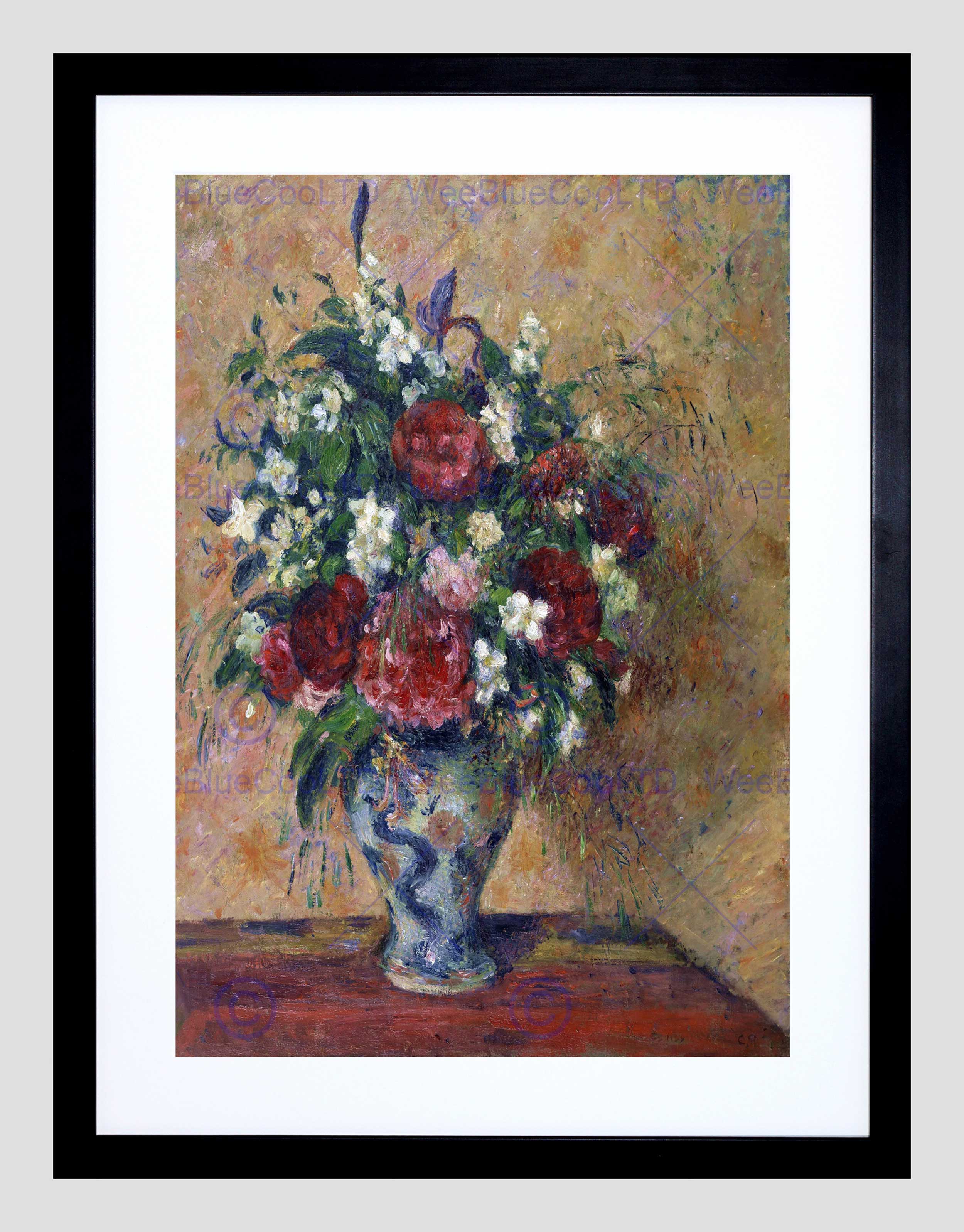 2500x3195 Painting Still Life Flowers Pissarro Peonies Mock Orange Framed - Mock Painting