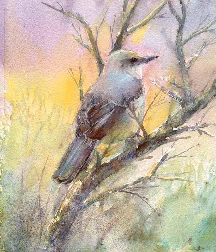 750x876 Winter Morning - Mockingbird Painting