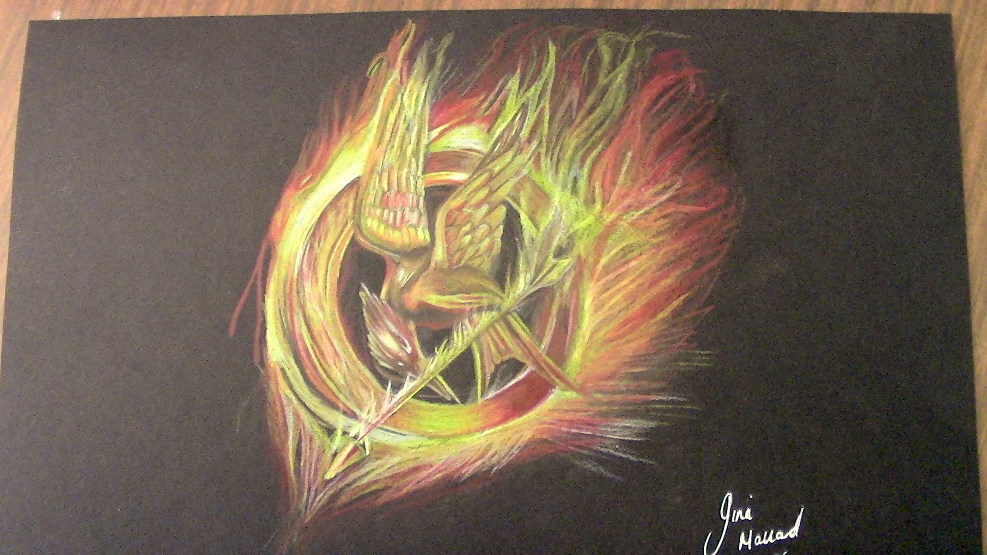 1920x1080 Speed Art Time Lapse Mockingjay Pin - Mockingjay Painting