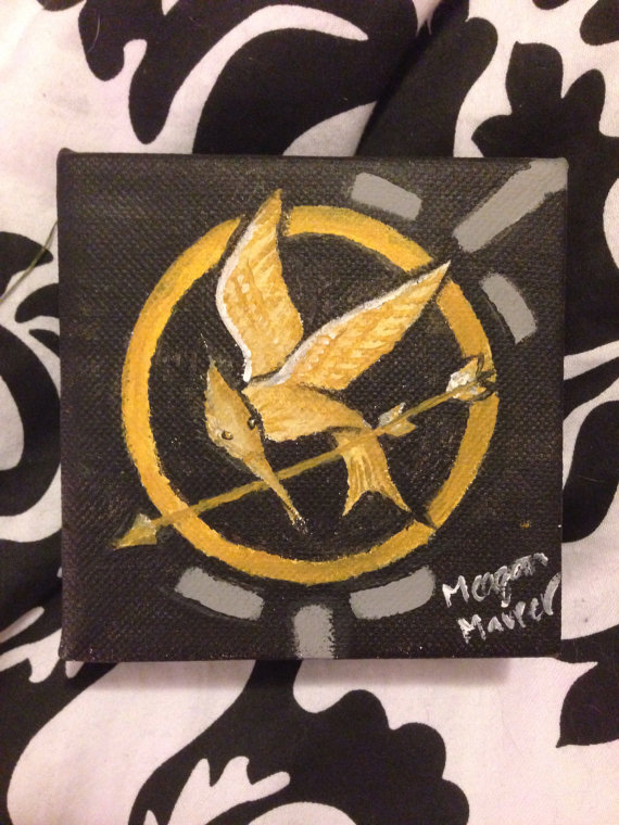 570x760 The Hunger Games Mockingjay Pin Painting - Mockingjay Painting
