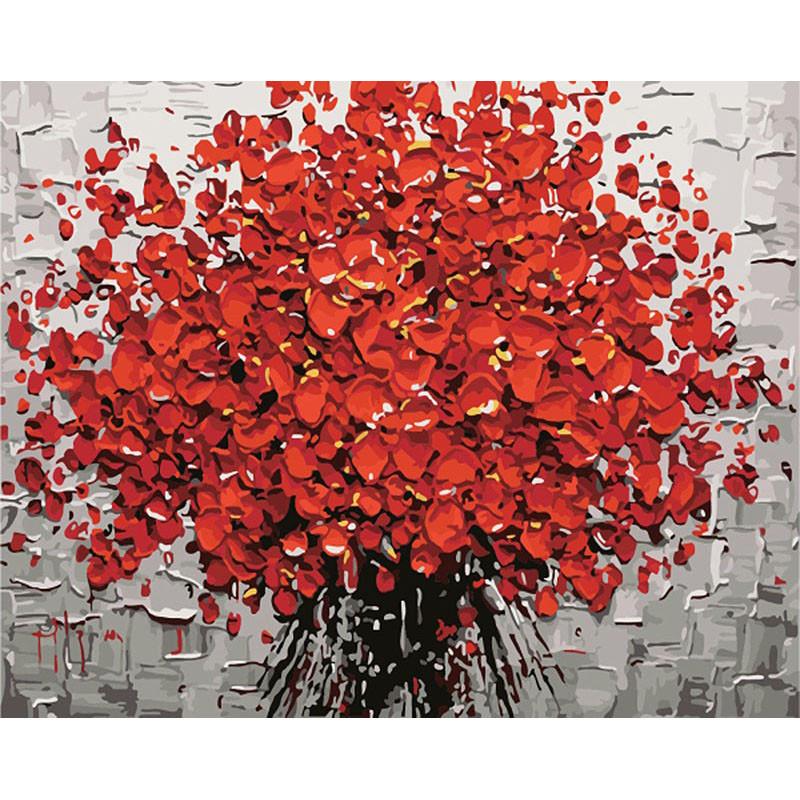 800x800 Red Flowers Diy Painting By Numbers Kits For Adults 16x20inch - Modern Acrylic Painting
