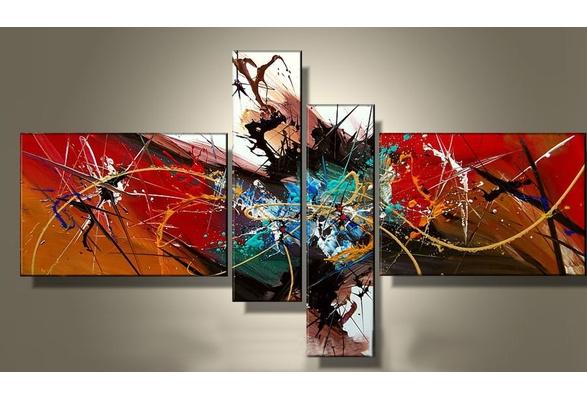 587x400 Hand Oil Painting 4 Panels Luxury Pure Hand Painted Modern - Modern Canvas Painting