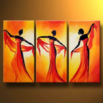 350x350 Tempting Dance Oil Painting Canvas Wall Art With Stretched Frame - Modern Canvas Painting