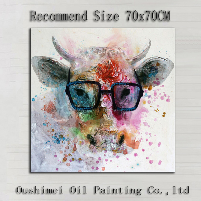 640x640 Fashion Designed Modern Pop Oil Painting On Canvas Abstract Animal - Modern Cow Painting