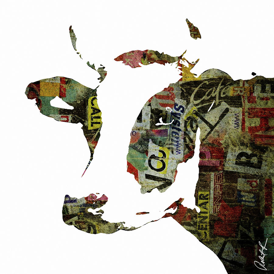 900x900 Graffiti Cow Abstract Modern Painting Pop Art Prints Poster Robert - Modern Cow Painting