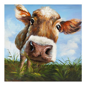300x300 Hand Painted Cow Modern Abstract Animal Oil Painting Wall Art Home - Modern Cow Painting