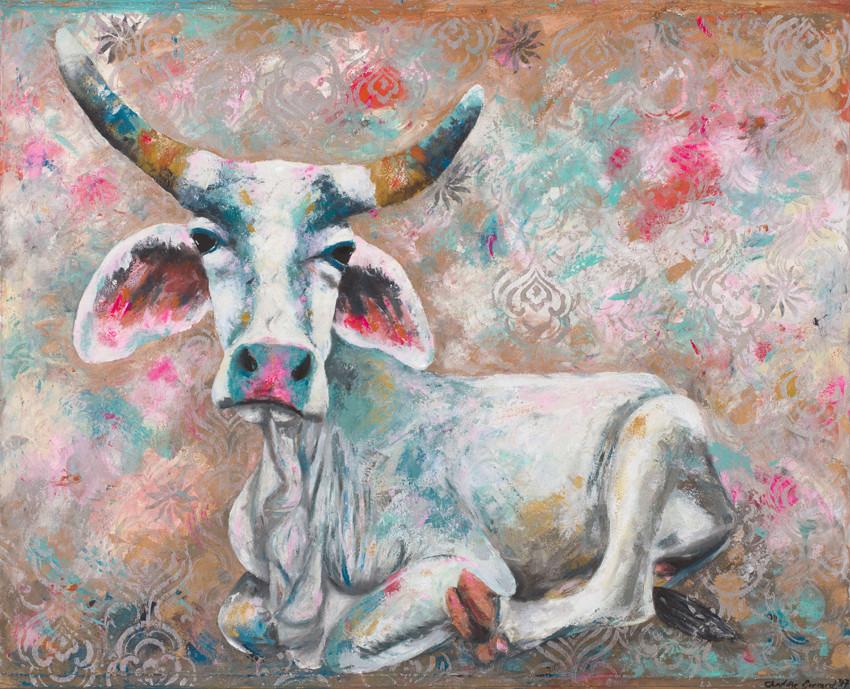 850x689 Indian Paintings - Modern Cow Painting