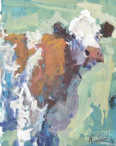 236x297 Abstract Cow Painting. Contemporary Cow Artwork. Affordable Large - Modern Cow Painting