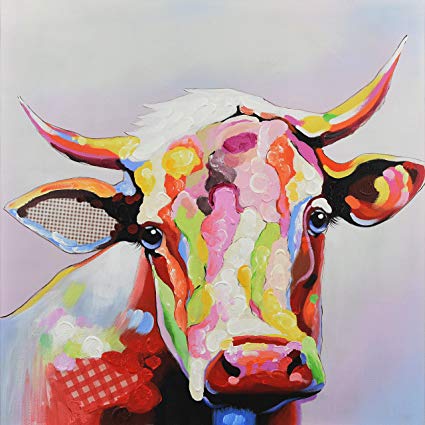 425x425 Seven Wall Arts Large Size Modern Animal Artwork 100 - Modern Cow Painting