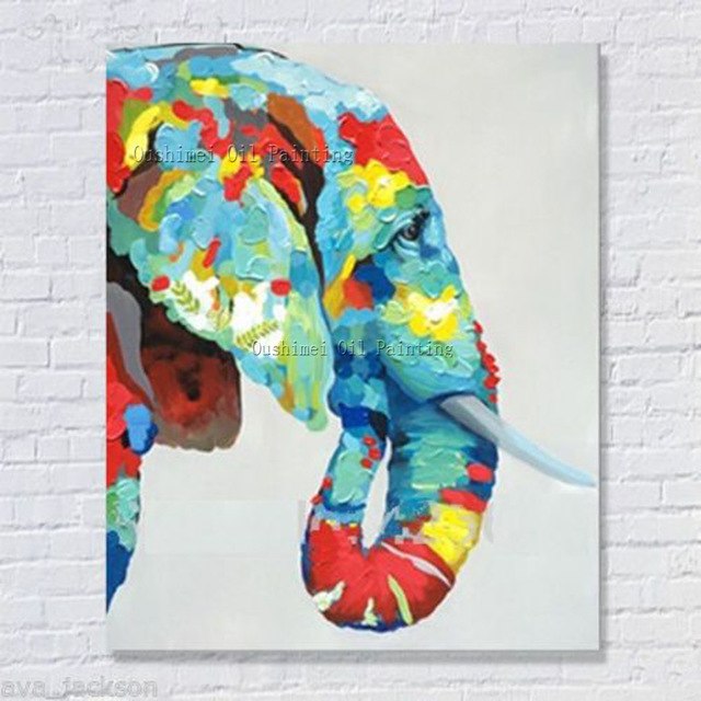 640x640 New Hand Painted Animals Oil Painting Hang Paintings Modern - Modern Elephant Painting