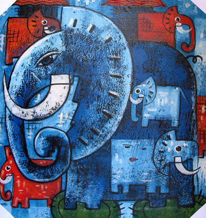 426x450 Bali Painting Bali Modern Paintings - Modern Elephant Painting