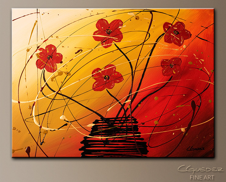 743x600 Dripping Flowers Soldoriginal Abstract Art Paintings Of Flowers - Modern Flower Painting