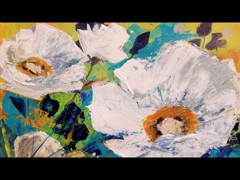 480x360 Easy Abstract Contemporary Floral Palette Knife Tutorial Live - Modern Flower Painting