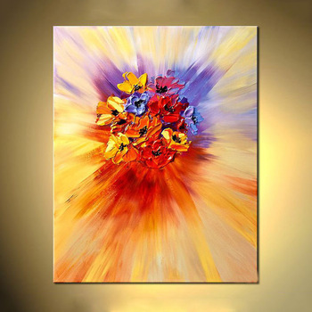 350x350 Texture Modern Abstract Flower Wall Art Acrylic Canvas Oil - Modern Flower Painting