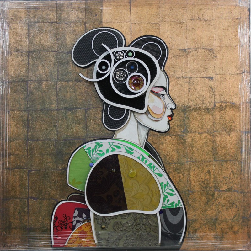 800x800 Unique Artwork Profil De Geisha By The Artist Abelardo Hernandez - Modern Geisha Painting
