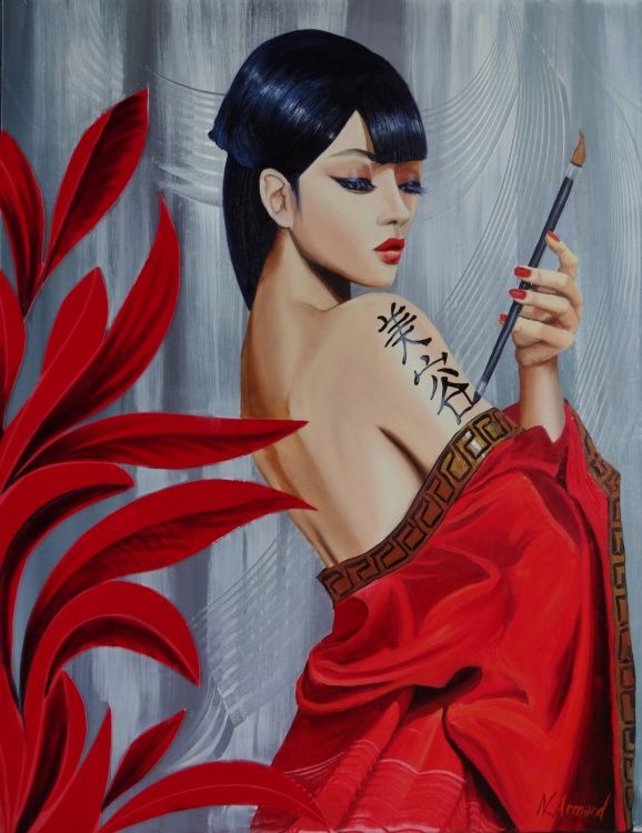 578x750 Geisha (Nathalie Armand) Art Girls Cartoon - Modern Geisha Painting
