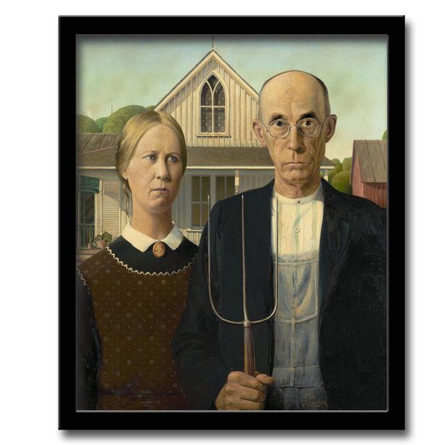 640x640 Canvas Art Print American Gothic By Grant Wood World Famous - Modern Gothic Painting