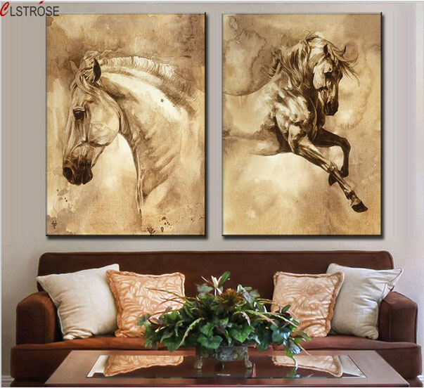 603x552 Clstrose Direct Selling Cheap Price 2 Pcs Combinate Modern Horse - Modern Horse Painting