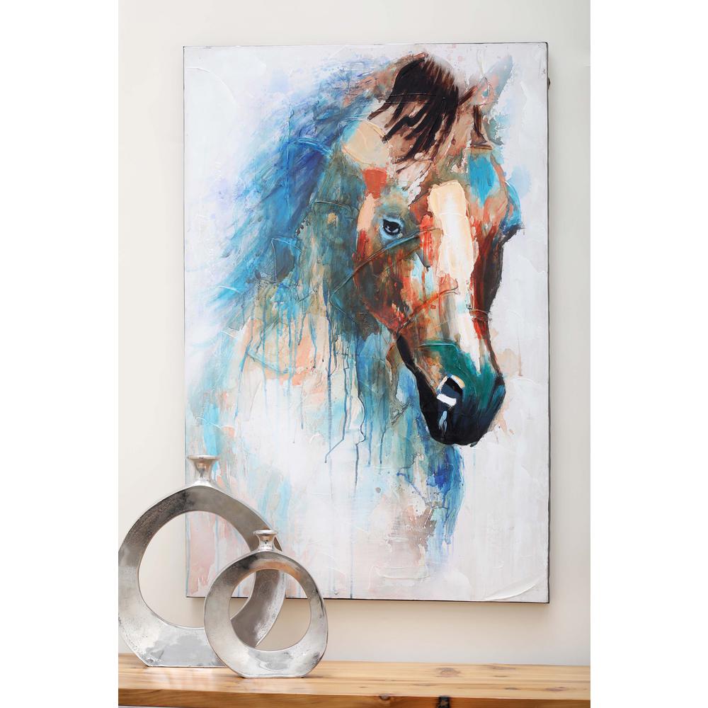1000x1000 Litton Lane 47 In. X 32 In. Mystic Horse Canvas Art 43935 - Modern Horse Painting