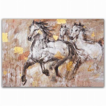 350x350 Pop Art Modern Abstract Animal Photo Realistic Three Horse Art - Modern Horse Painting