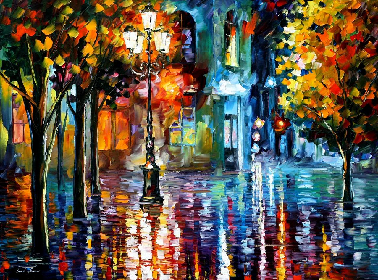 1278x946 Old Streets Palette Knife Oil Painting On Canvas By Leonid - Modern Impressionism Palette Knife Oil Painting