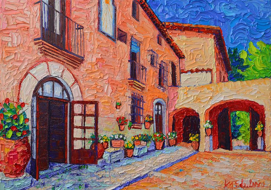 900x634 Spanish Villa In Sitges Modern Impressionist Impasto Palette Knife - Modern Impressionism Palette Knife Oil Painting