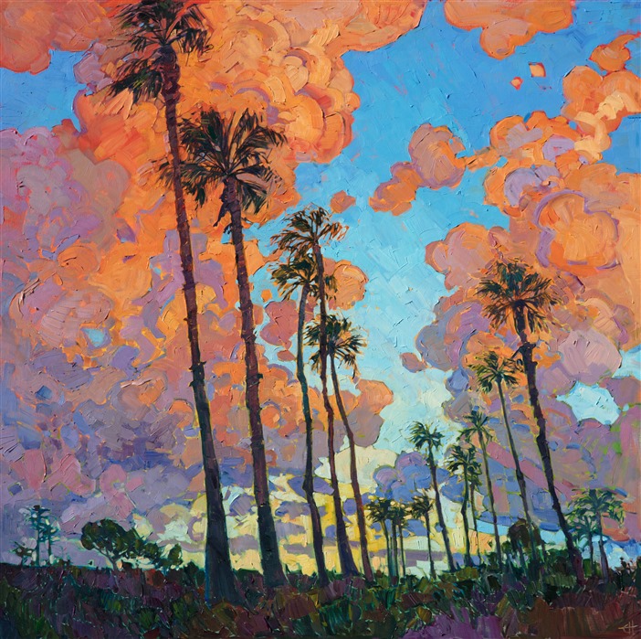 702x699 Palms In Color - Modern Impressionist Painting