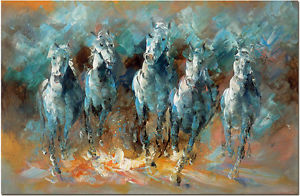 300x196 Running Horses - Modern Impressionist Painting