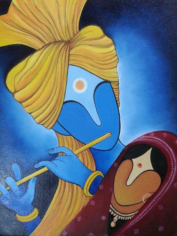 612x816 Modern Art Radha Krishna On Cavas Indian Art - Modern Krishna Painting
