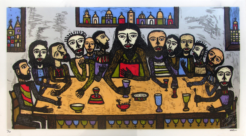 800x441 Last Supper Serigraph By Madhvi Parekh Limited Edition Print - Modern Last Supper Painting