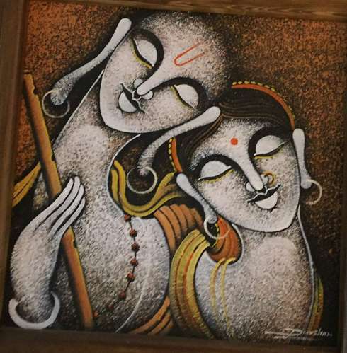 490x499 Radha Krishna Love Painting - Modern Love Painting