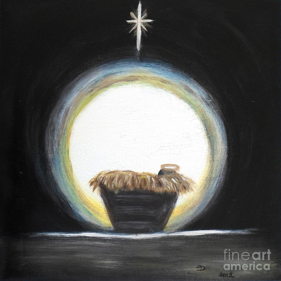 900x900 Christmas Nativity Painting By Diane Wigstone - Modern Nativity Painting