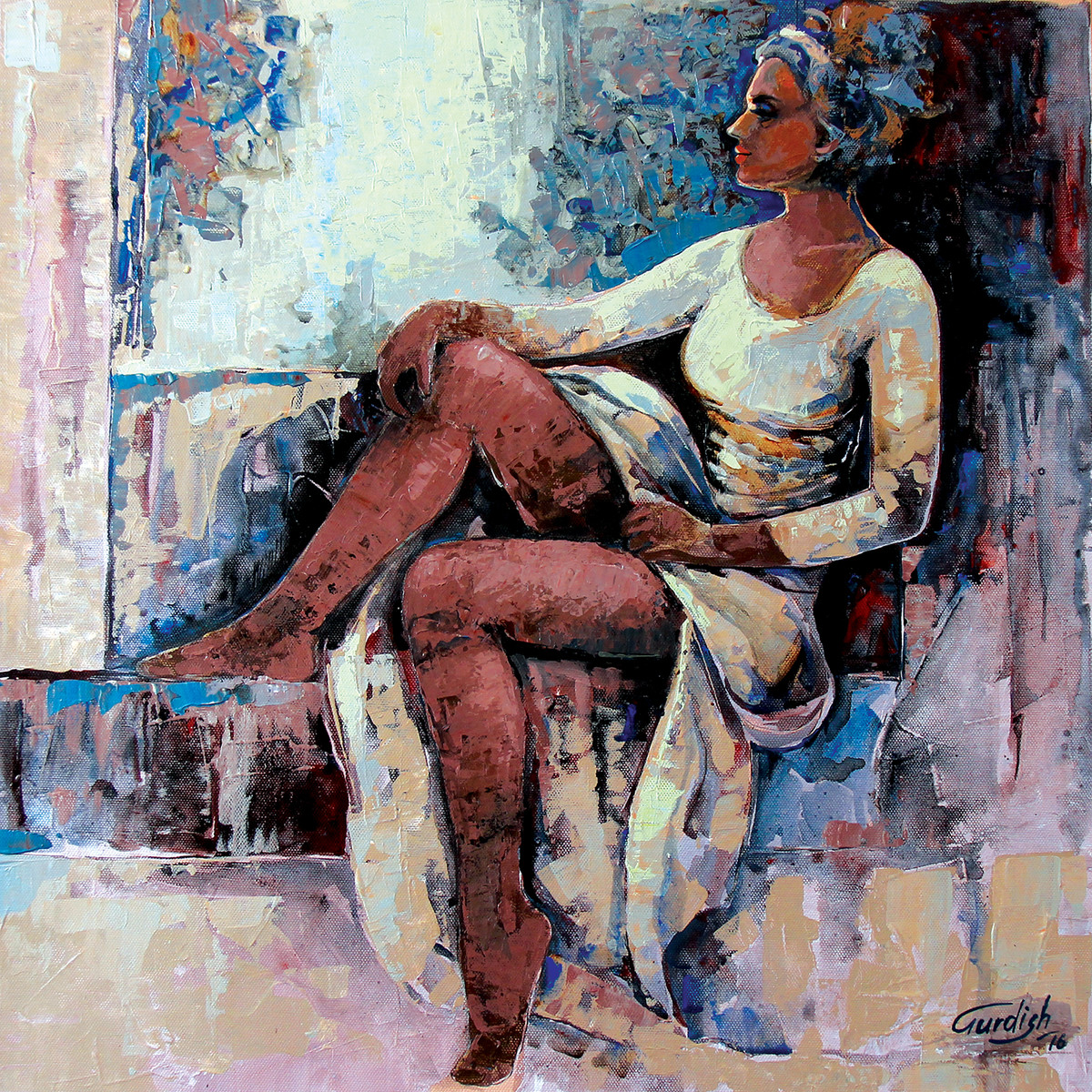 1200x1200 Modern Art (Beautiful Girl) By Artist Gurdish Pannu - Modern Painting