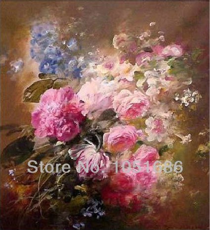 425x465 Hand Painted Modern Abstract Chinese Peony Flower Painting Still - Modern Peony Painting