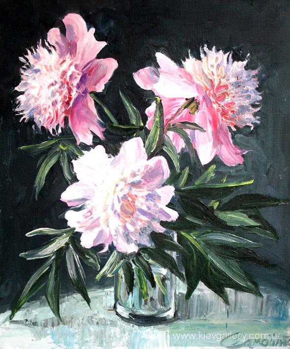 589x709 Pink Peony, Painting Of Modern Artist Samoilik Elena Paintings - Modern Peony Painting
