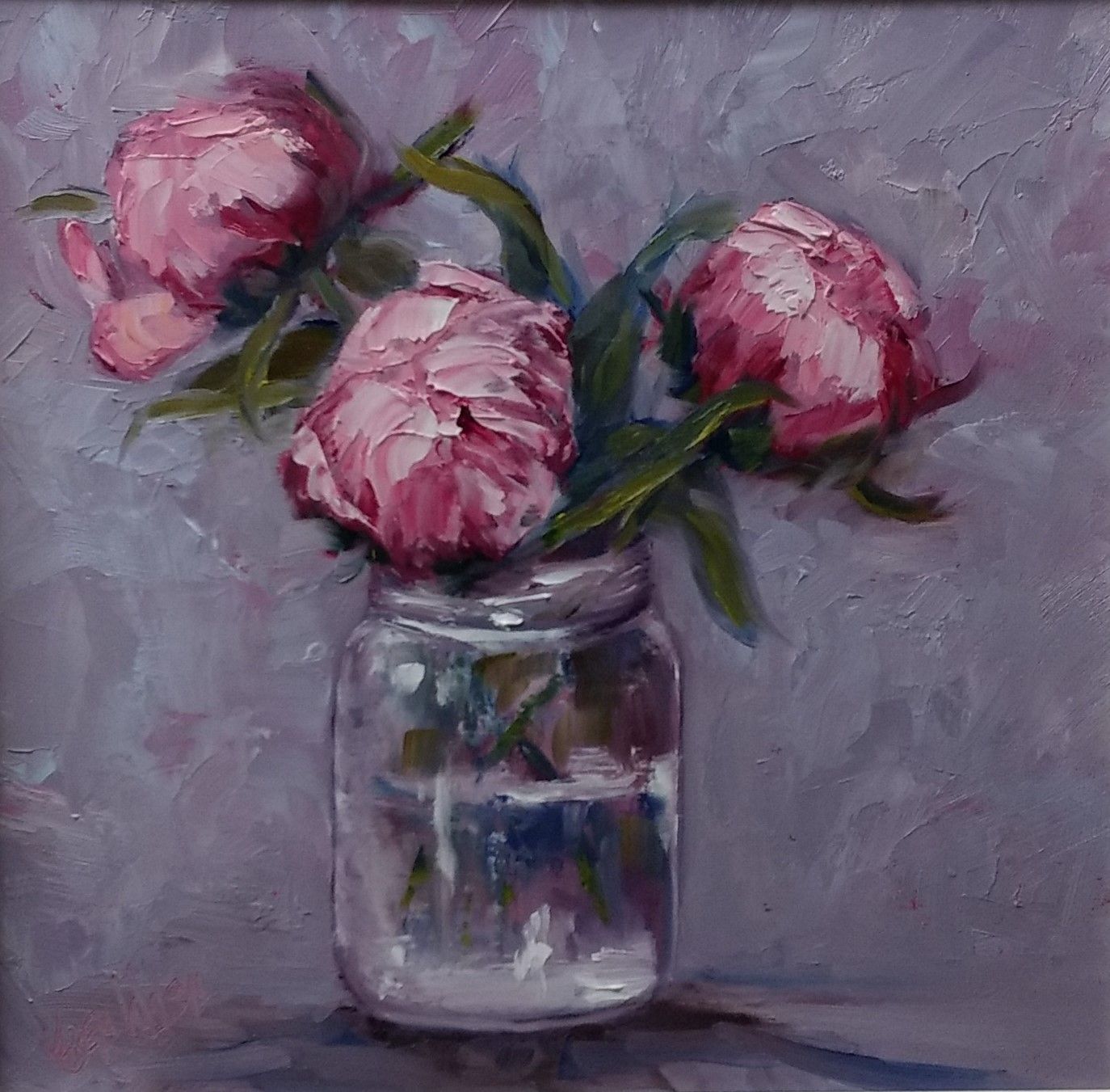 1374x1351 Art World Gallery - Modern Peony Painting