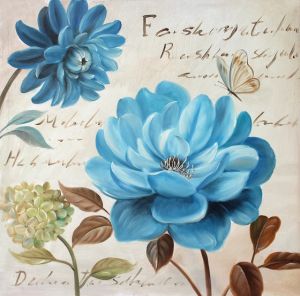 300x296 China Factory Handmade Modern Oil Painting Of Blue Peony Flower - Modern Peony Painting