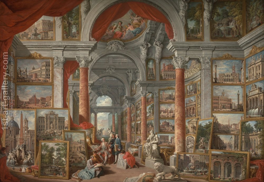 1000x691 Picture Gallery With Views Of Modern Rome 1757 Giovanni Paolo - Modern Rome Painting