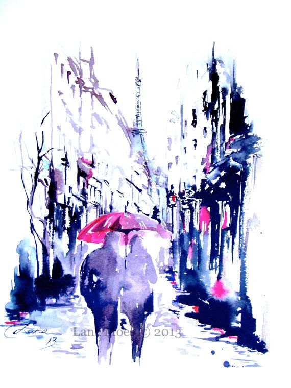 570x760 4841 Best Brollies Images On Umbrellas, In The Rain - Modern Watercolor Painting