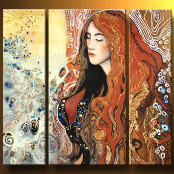 350x350 Woman In Flowers Modern Abstract Oil Painting Wall Art - Modern Woman Painting